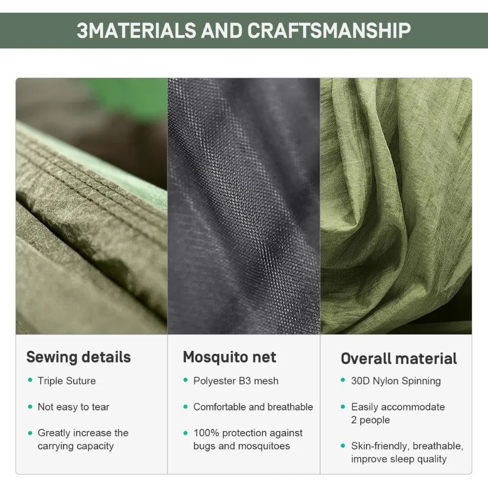 3 in 1 Function Parachute Portable Hammock with Mosquito Net,Double & Single Hammocks Tent for Travel Outdoor Indoor 4