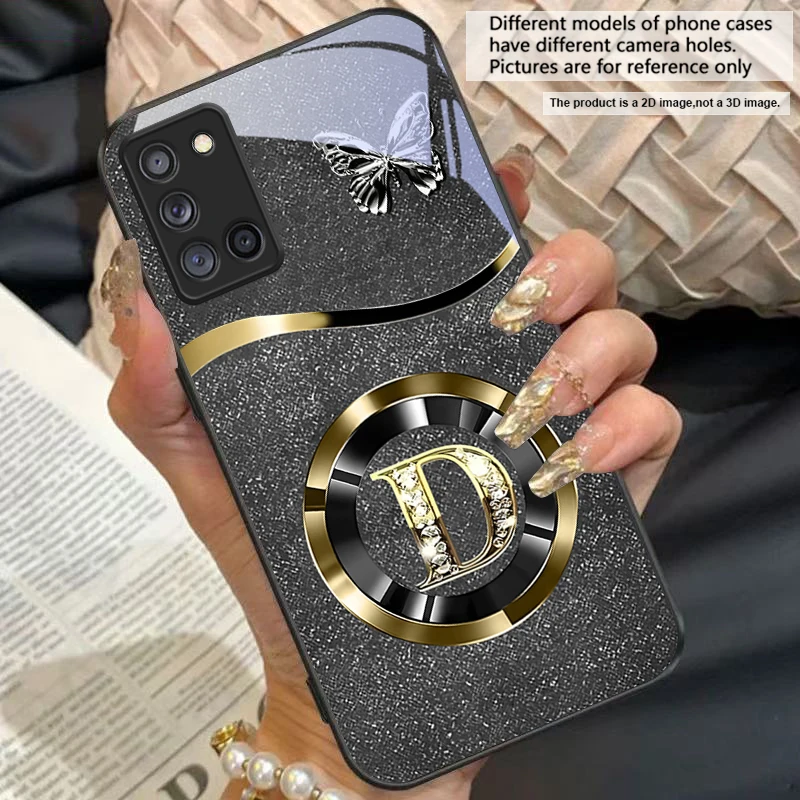 Gold Letter A Badge Glass Phone Case