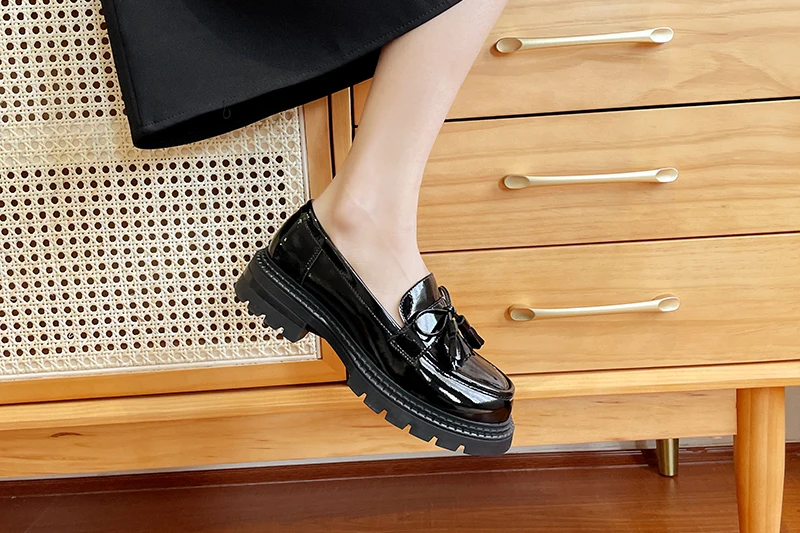 GRWG Black Platform Women's Loafers Casual Ladies Pumps Shoes 2022 Trend Spring Summer Design Luxury Heels Woman Shoes clear heels shoes