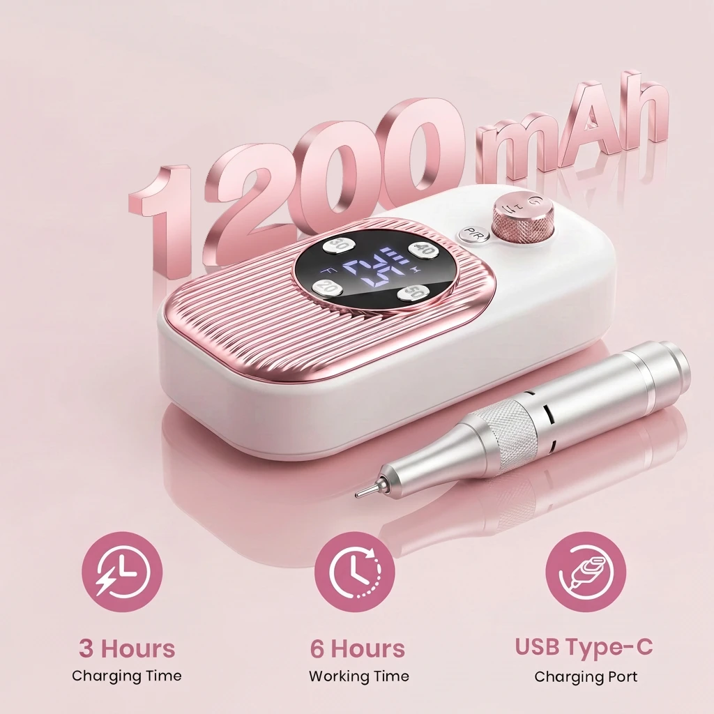50000RPM 고속 전동 네일 드릴 (아크릴 네일용) 30초 빠른 제거 저소음 오래가는 매니큐어 및 페디큐어 도구