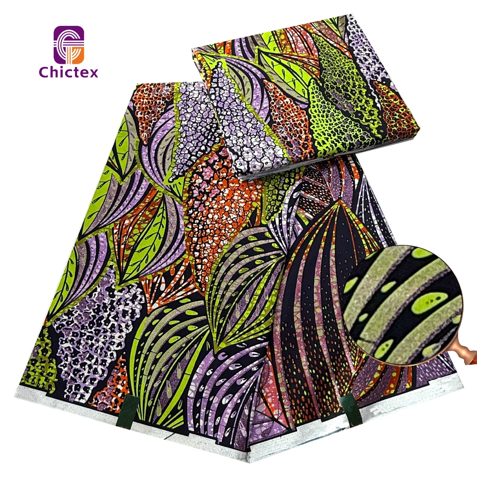 Classic Patterns African Printed Fabric Wax With Grand Super Quality Gold Shining For Loincloth