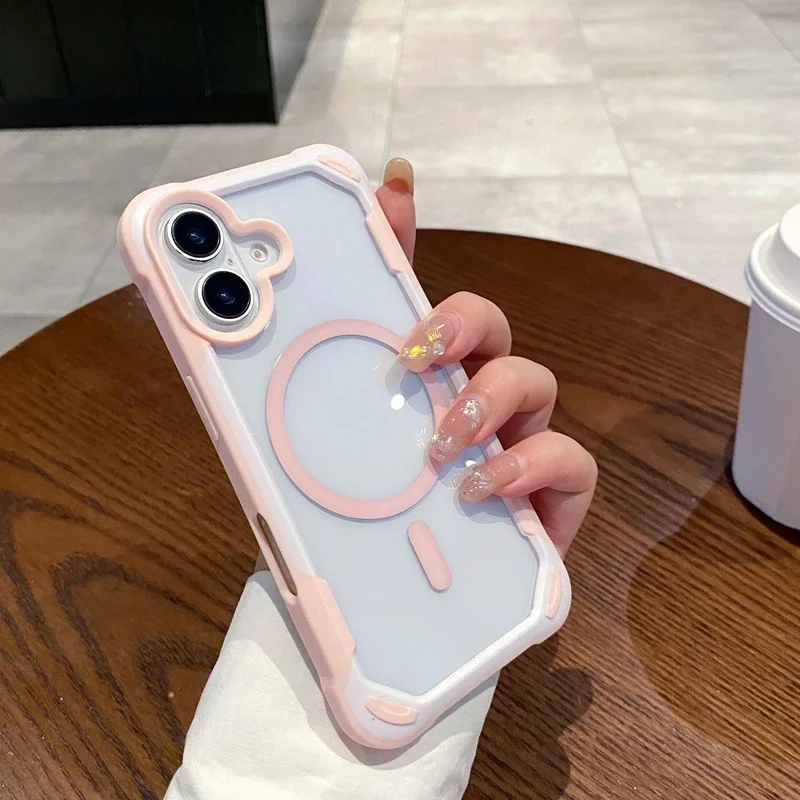 Luxury Armor Magnetic Clear Hard Bumper Phone Case - Dual Color Design