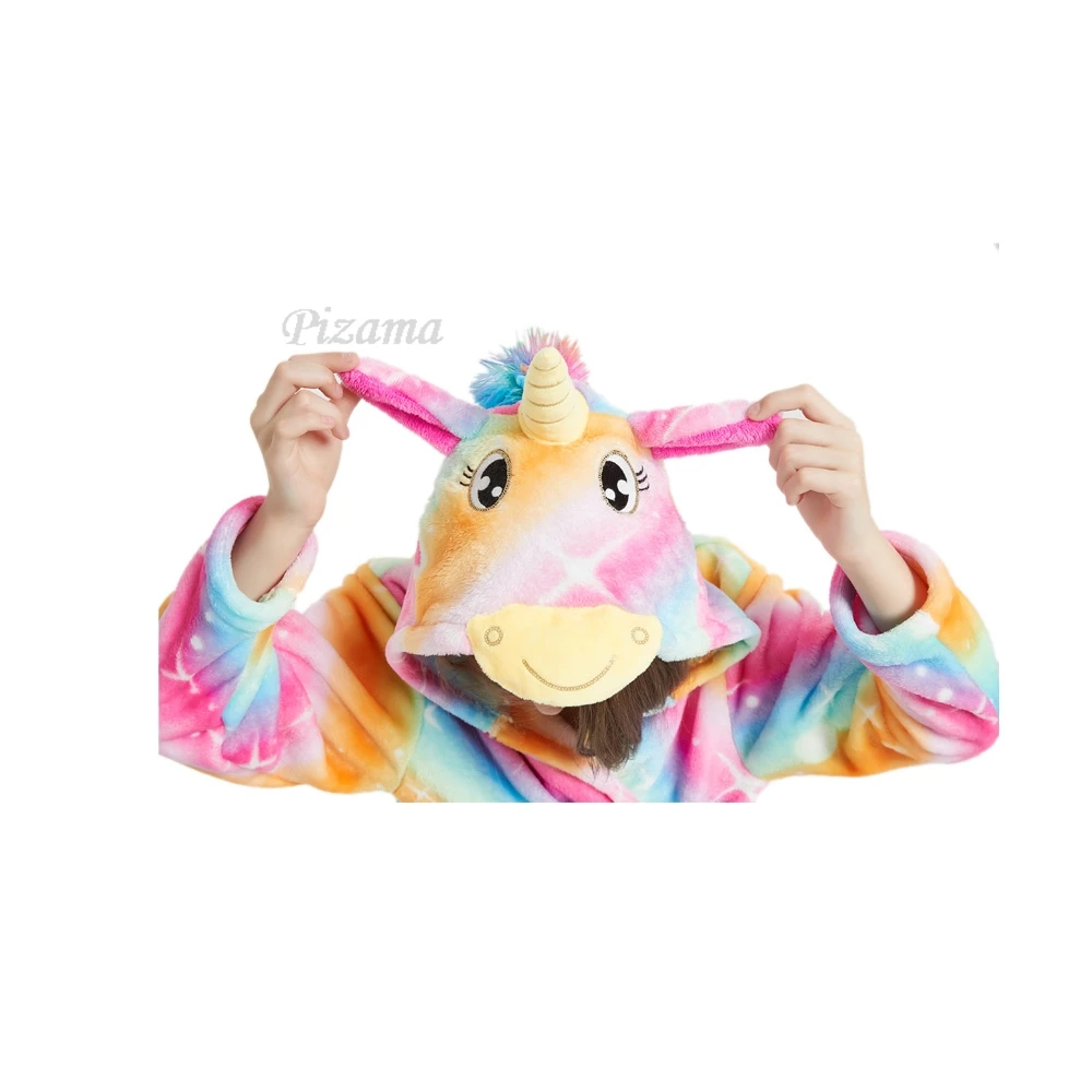 Winter Warm Flannel Kids Clothes Children's Unicorn Kigurumi Bathrobe Night Wear for Girls Hooded Sleepwear Nightgowns