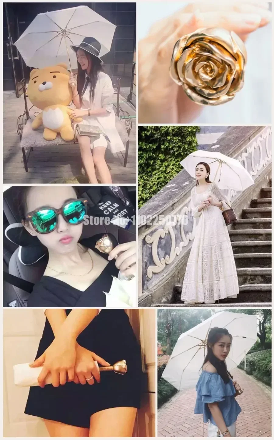 Description Picture 2 of itemWomen Umbrella Rain Flower Wedding Windproof Portable Female Rain Gear Luxury Three-fold Parachase Parasol Umbrella Academy