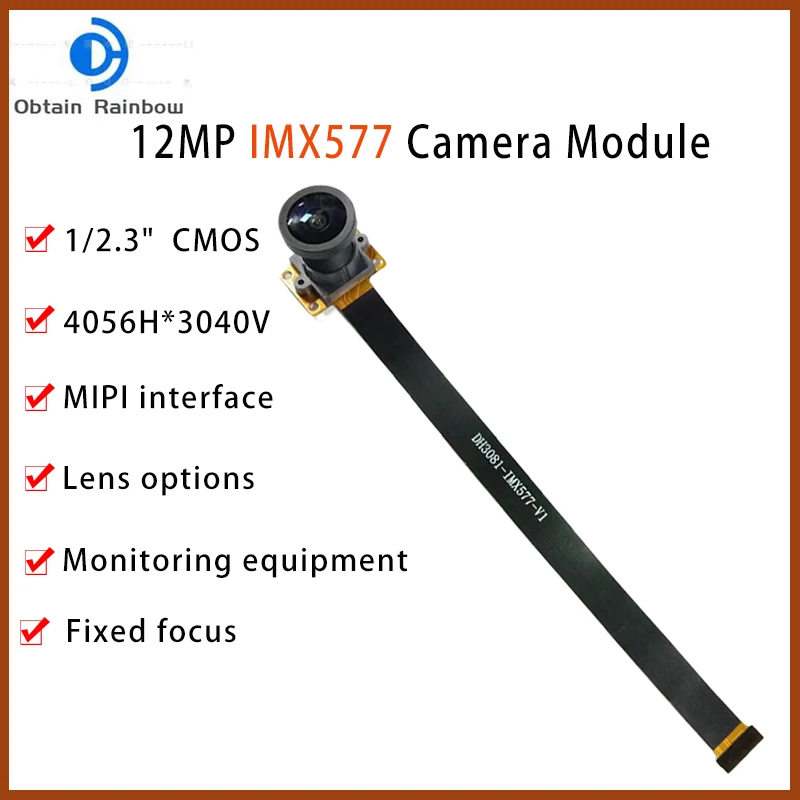 

Модуль камеры 12 МП 4056x3040 CMOS IMX577 Sensor FPC MiPi с объективом M12 без искажений