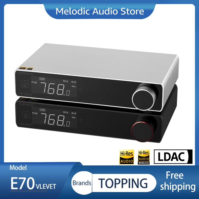 

Topping E70 бархатный декодер Bluetooth 5,1 AK4499EX DAC HIFI предусилитель с XMOS XU316 QCC5125 поддержка LDAC APTX HD AAC