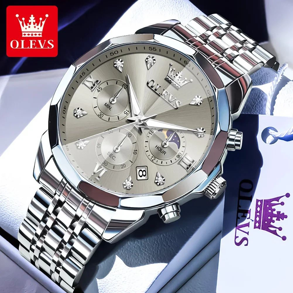 OLEVS 3670 ساعات رجالية موضة مقاوم للماء التقويم م...