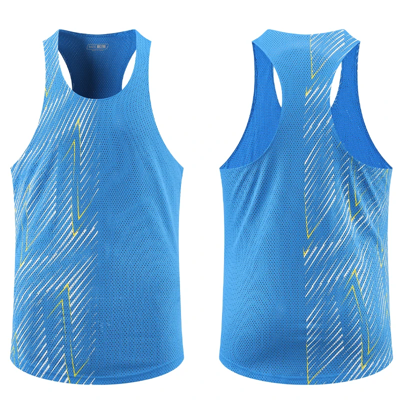 Men Casual Sport Vests Quick Dry Breathable Fitness Running Gym Sleeveless Mesh Workout Vests Prints Bodybuilding Muscle Singlet 2