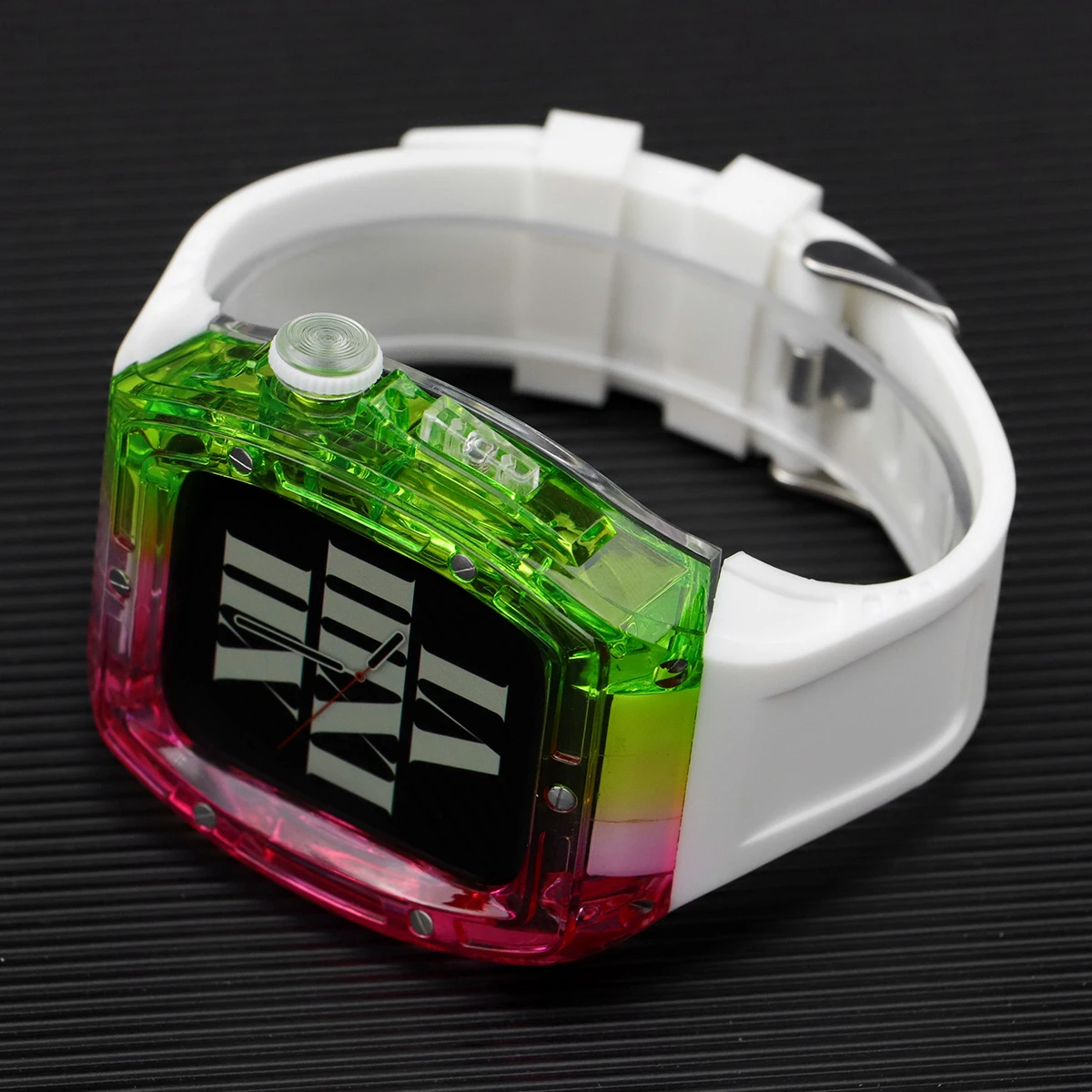 Luxus-Modifikation skit für Apple Watch Case Ultra 49mm Farbverlauf gehäuse für iwatch 8 7 6 5 4 se 45mm 44mm Silikon band Refit Mod
