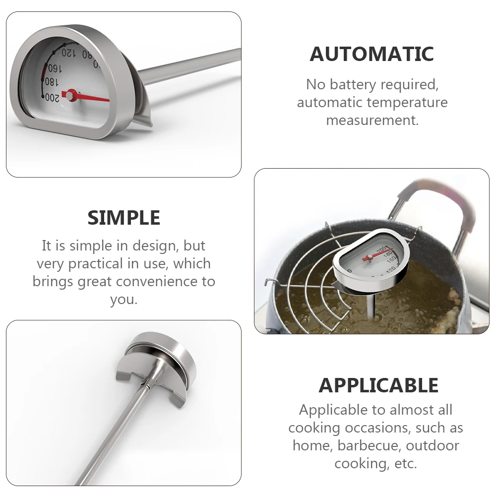 Accessories Fry Pan Thermometer Deep Fryer Dial for Cooking Stainless Steel Oil Temperature Gauge Household Kitchen Gadget 3