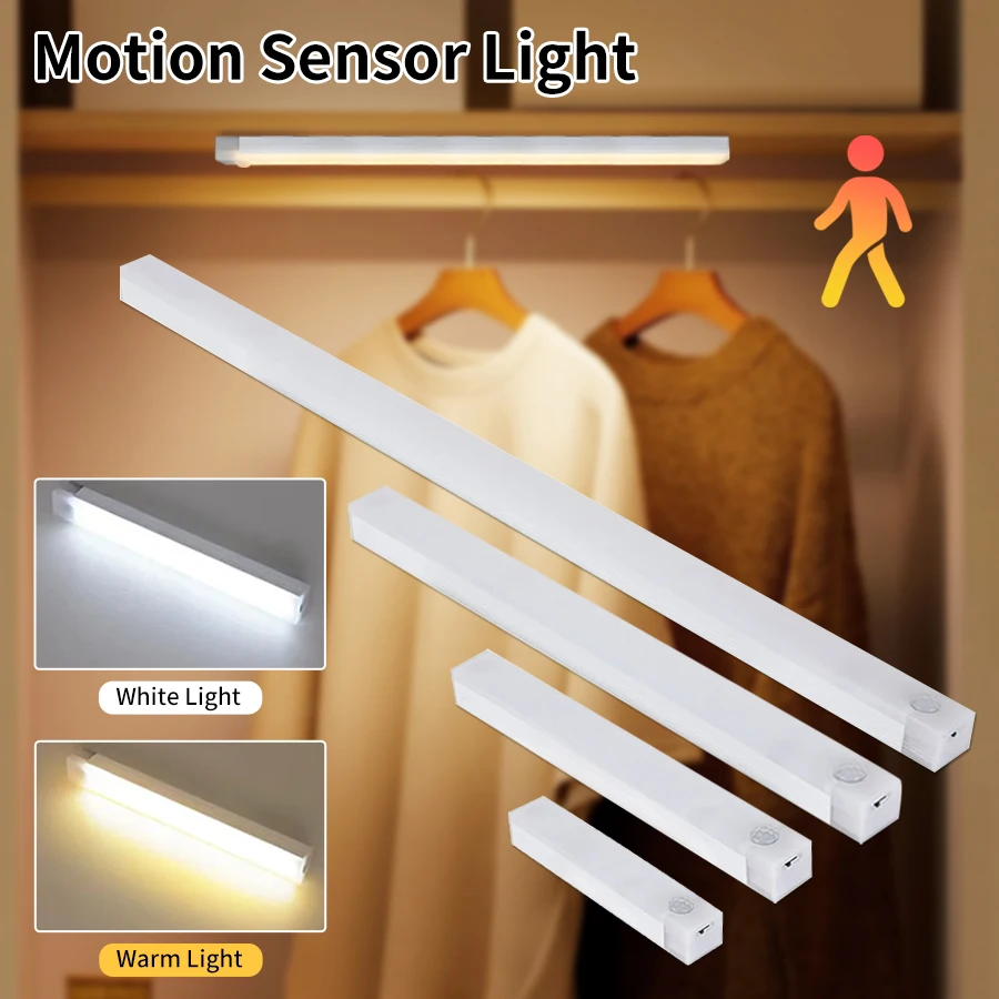 Motion Sensor Cabinet Light USB Rechargeable LED Night Light Closet Wardrobe Lamp Kitchen Staircase Bedroom Decor led night light led cabinet light led motion sensor light cabinet lights motion sensor light led cabinet lights motion sensor lights under cabinet light 10/20/30/50cm