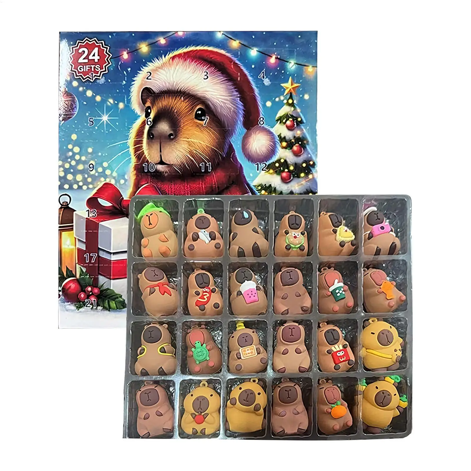 Capybara Toys Ornaments Christmas Calendar Countdown Christmas Gifts Advent Calendar Capybara Figures Holiday Decorations