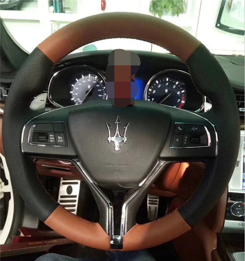 

For Maserati Ghibli Levante Quattroporte DIY hand-stitched leather suede car steering wheel cover