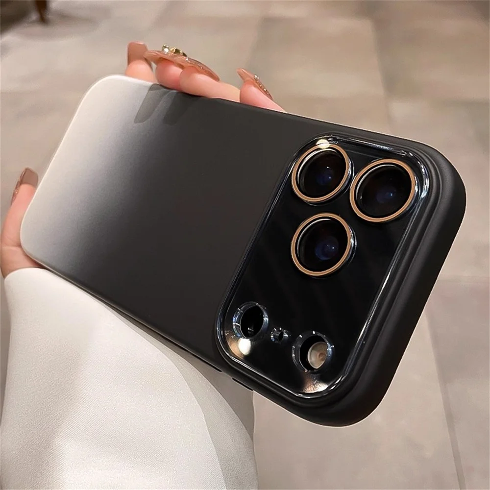 Dual-Color Frosted Crystal Glass Lens Liquid Silicone Phone Case