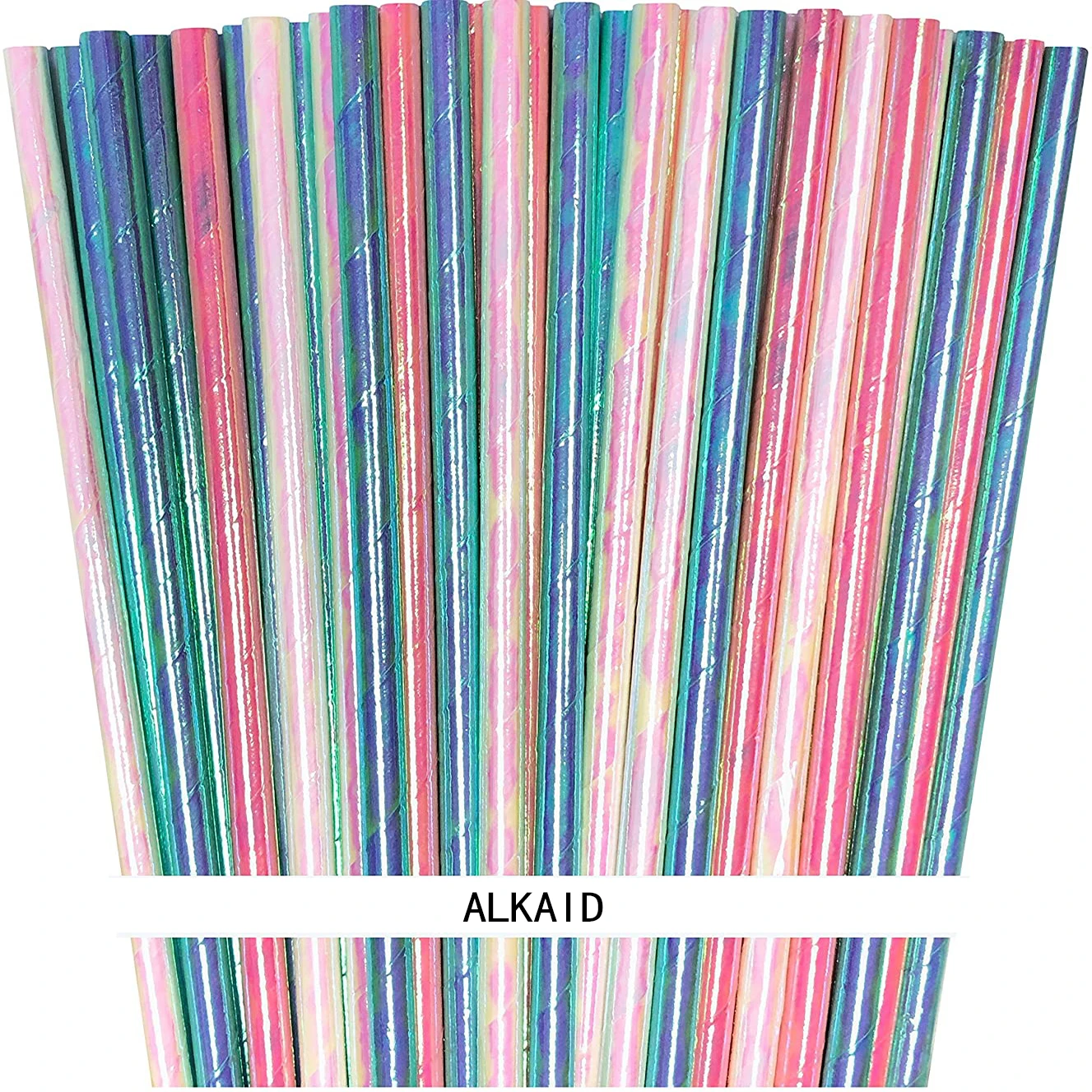 

Iridescent Theme Paper Straws 20cm 25 Pack Pink Blue Green White Foil Gold Birthday Party Supplies Baby Shower Decorations