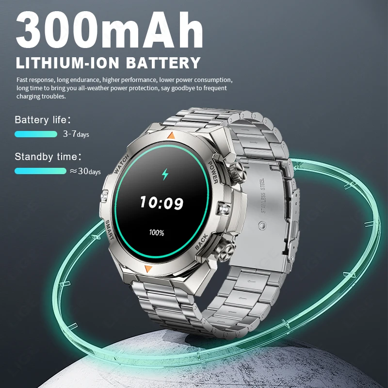 LIGE Ʈ ġ  1.46 HD ũ  ȭ  IP68  ɹڼ   ƮϽ ƮĿ SmartWatch