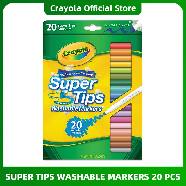 Crayola 20 Super Tips Watercolor Markers Set Children's Non-toxic Washable  Brush Kindergarten Primary School Students Pen - Drawing Toys - AliExpress