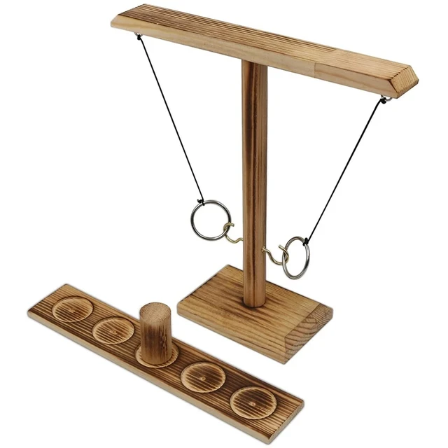 Toys & Games Ring Toss Game - Classic Wooden Set with 4 Rings