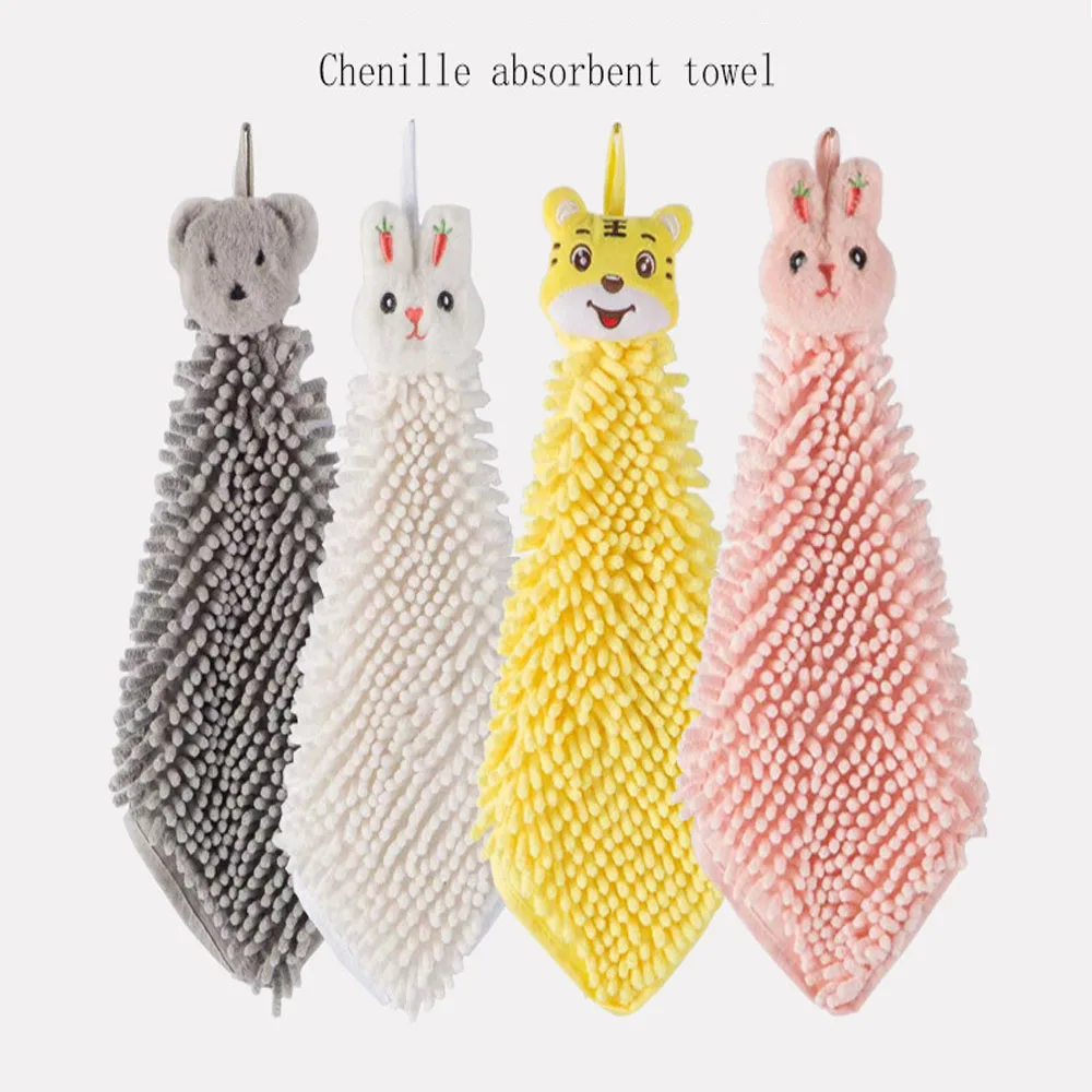 

Cartoon Chenille Hand Towels Kitchen Bathroom Toilet Absorbent Quick-Drying Towel Soft Touch Hand-Cleaning Microfiber Towels