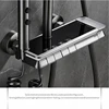 Newly Piano Digital Shower Set of 12 Inch Rainfall Shower Head Hot Cold Bathroom Mixer Faucets Brass Grey Digital Shower System 4