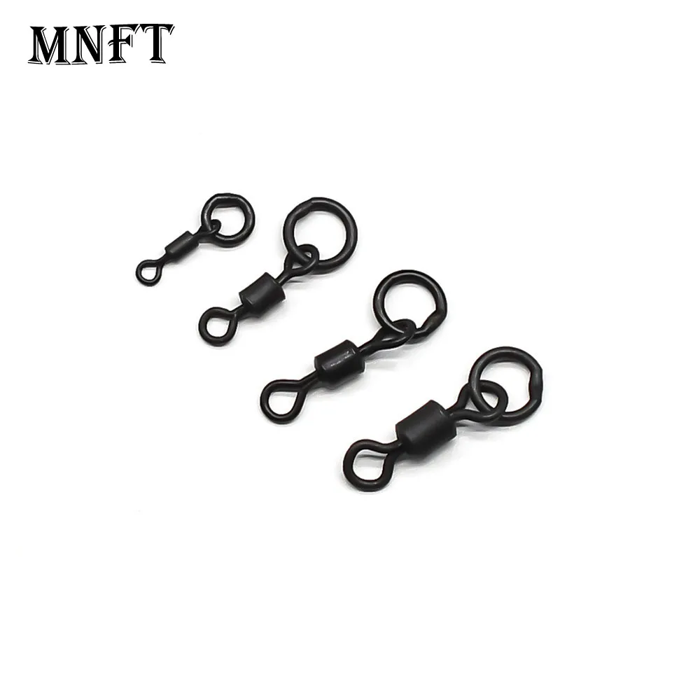 60 anneaux rapides pêche carpe MNFT noir mat - swivels rig cheveu changement rapide solide