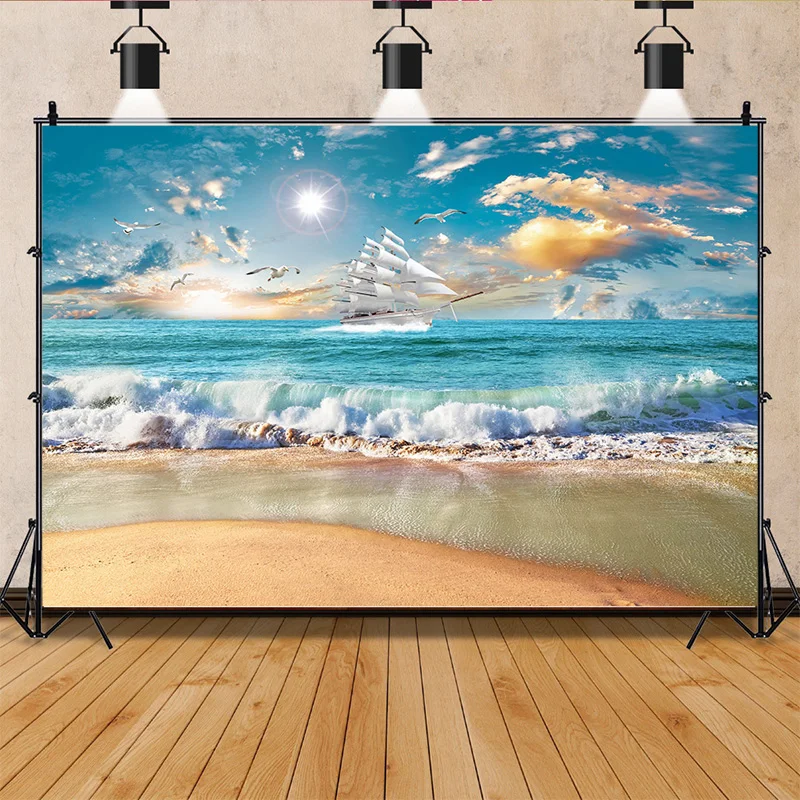 

SHUOZHIKE Beach Holiday Sunshine Summer Digital Photography Backdrops Prop Tropical Living Room Photo Studio Background JK-01