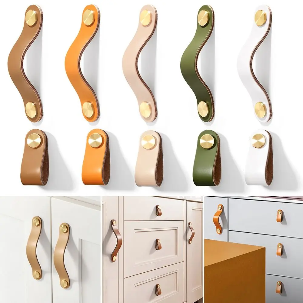 Kitchen Wardrobe Leather Door Handles 2pc Cabinet Handle Drawer Pull Knobs Furniture Handle furniture knobs