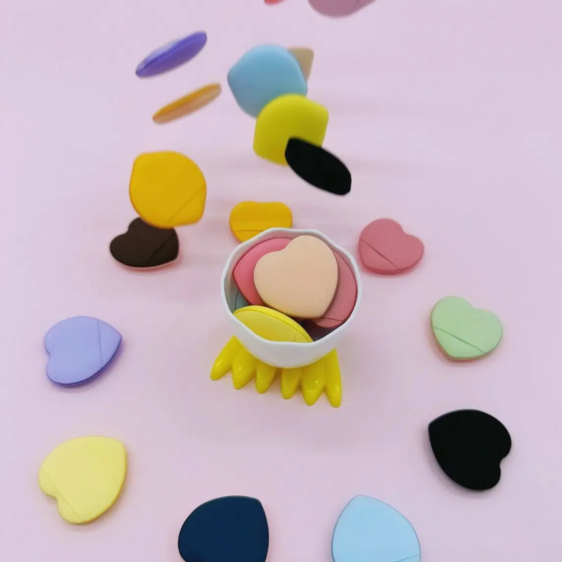 Customized logo Love fingertip thumb finger air cushion mini powder puff facial concealer loose powder setting makeup dry andwet 2