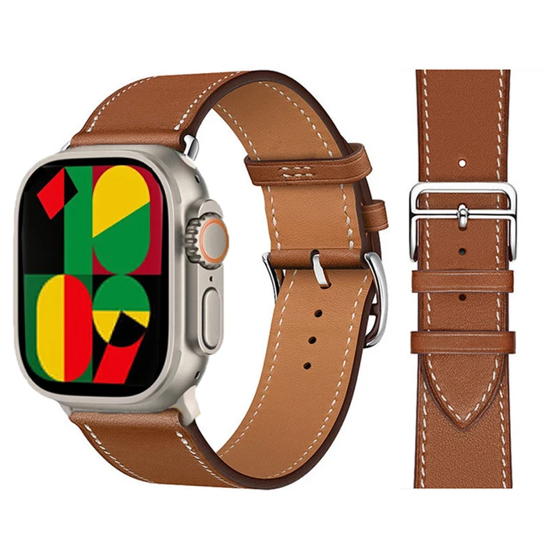 Leather strap for Apple watch band 44mm 45mm 41mm 40mm 49mm 38mm