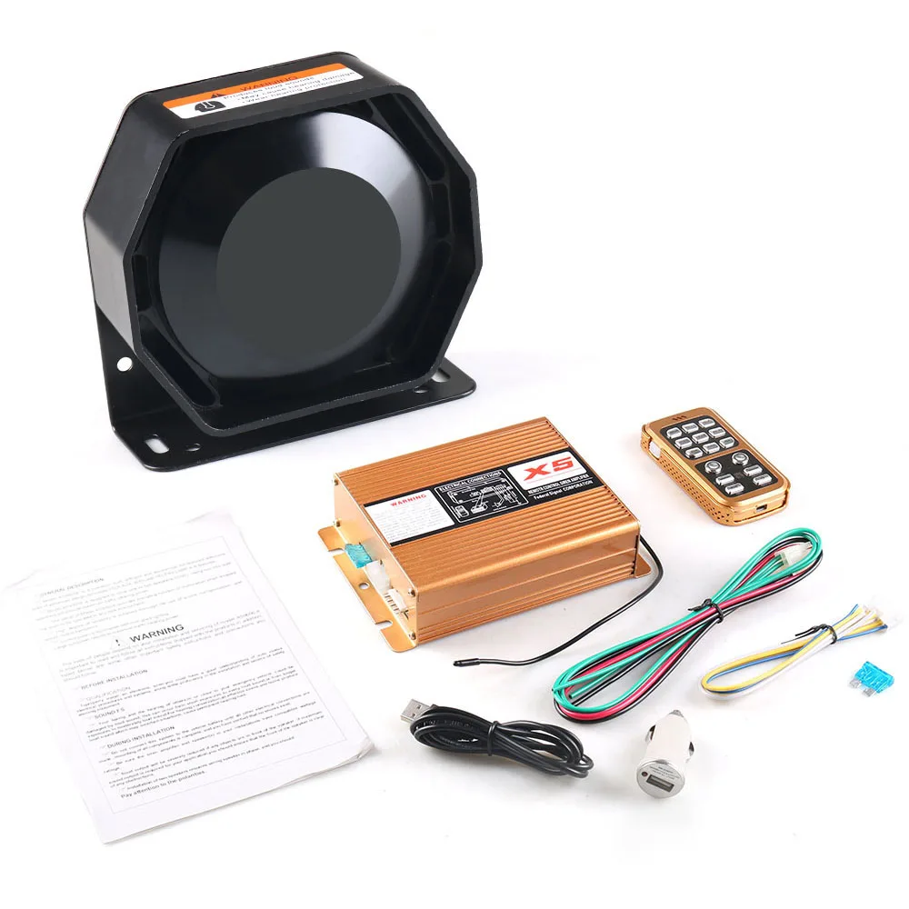 200W 12V 8 Sound Loud Car Warning Alarm Police Siren Horn Speaker with ...
