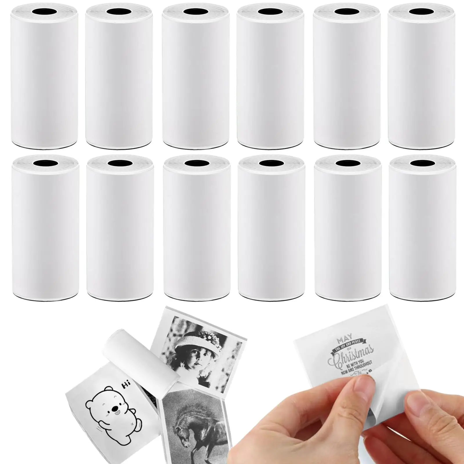 Thermal Paper Printer Sticker Paper Printing Paper Thermal Paper Roll Thermal Printer Paper Thermal Printer Paper Mini Self-adhesive Label Printer Paper Compatible With T02/M02/M02/M02SPRO/M04AS/M04S Mini Thermal