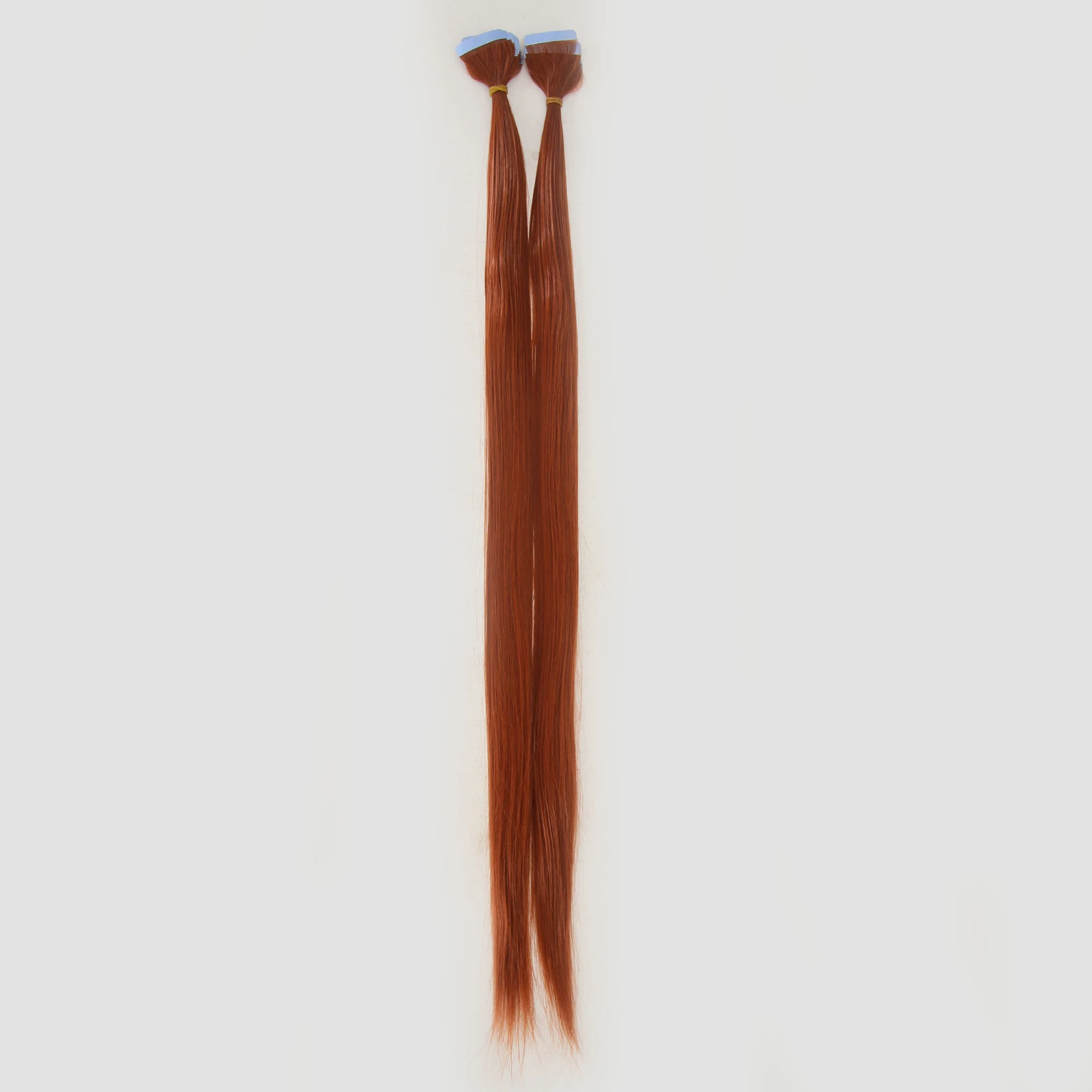 Thiswig Ginger Tape in Hair Extensions Straight Hair 40pcs Copper Brown Synthetic Extensions 24Inch Tape in