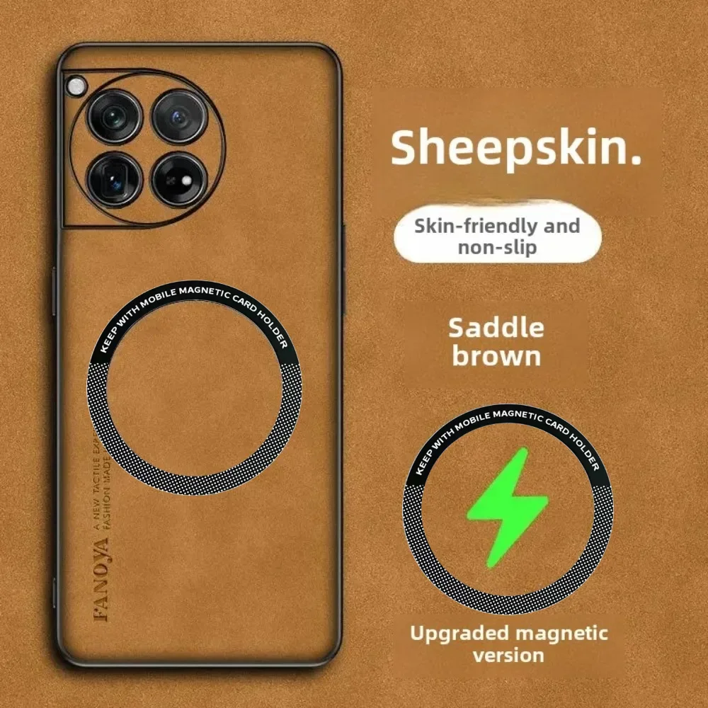 Vintage Sheepskin Magnetic Leather Phone Case with Magsafe Wireless Charging Compatibility