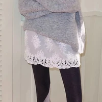 Sous-jupe de sécurité courte en dentelle et maille brodée à taille haute, style streetwear, motif floral, pour femme 4
