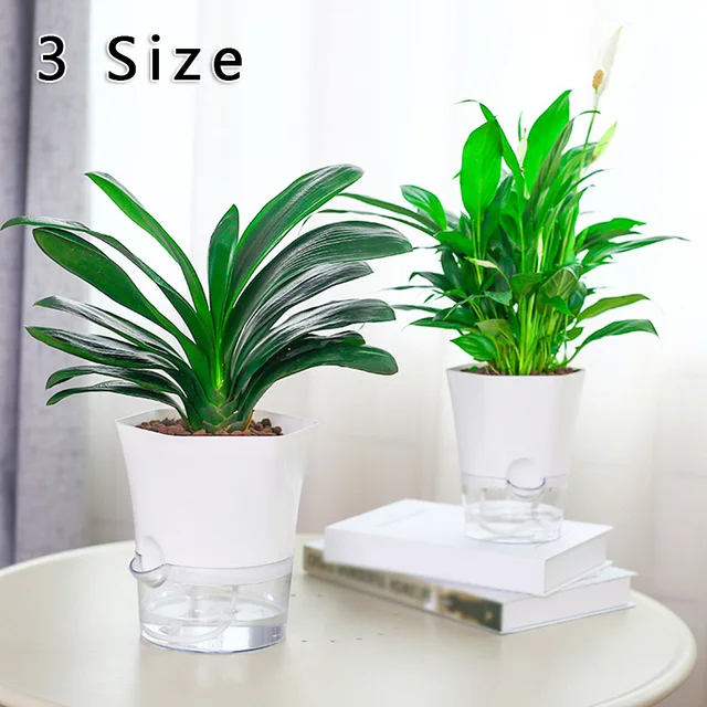 Transparent Self-Watering Plant Flower Pot Hexagonal Lazy Flowerpot Plastic Planters Home Garden Decoraction 2