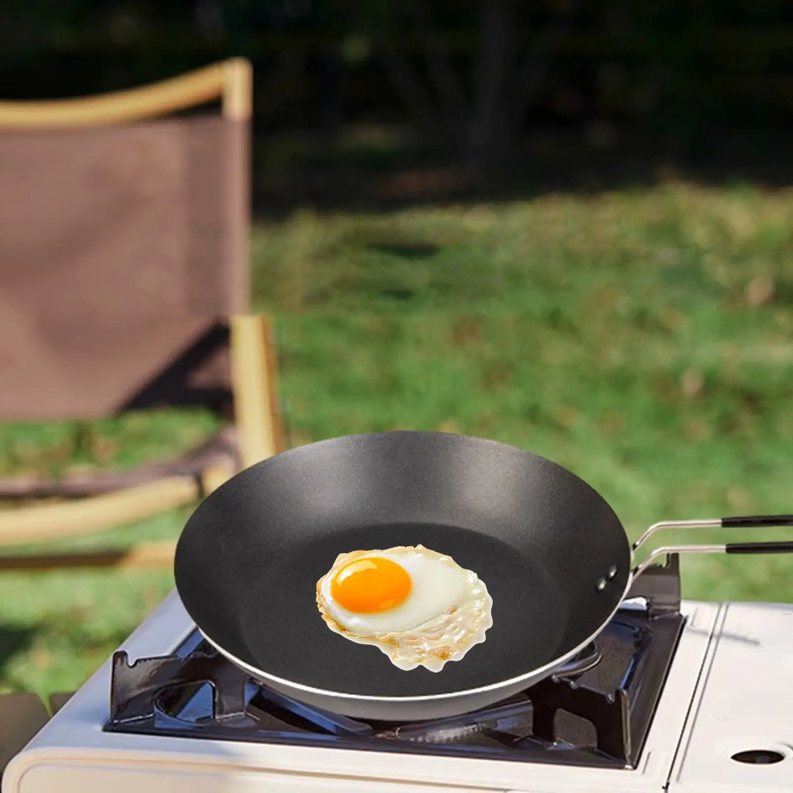 Camping Fry Pan Lightweight Multipurpose Cookware Foldable Handle Nonstick Skillet for BBQ Backpacking Hiking Travel Kitchen