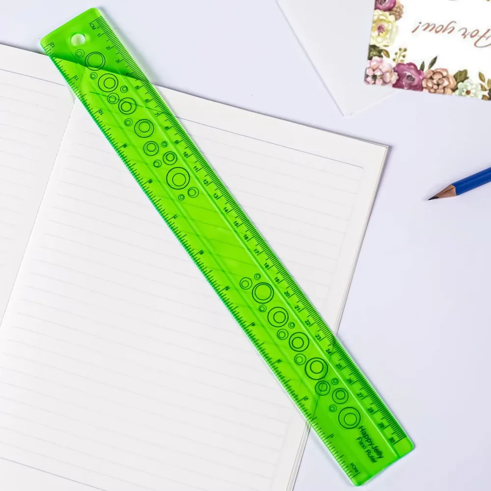 2Pcs Multi Color Soft Ruler for Students Creative stationery School Supply 15cm/30cm Duals Scale Colorful plastic ruler flexible