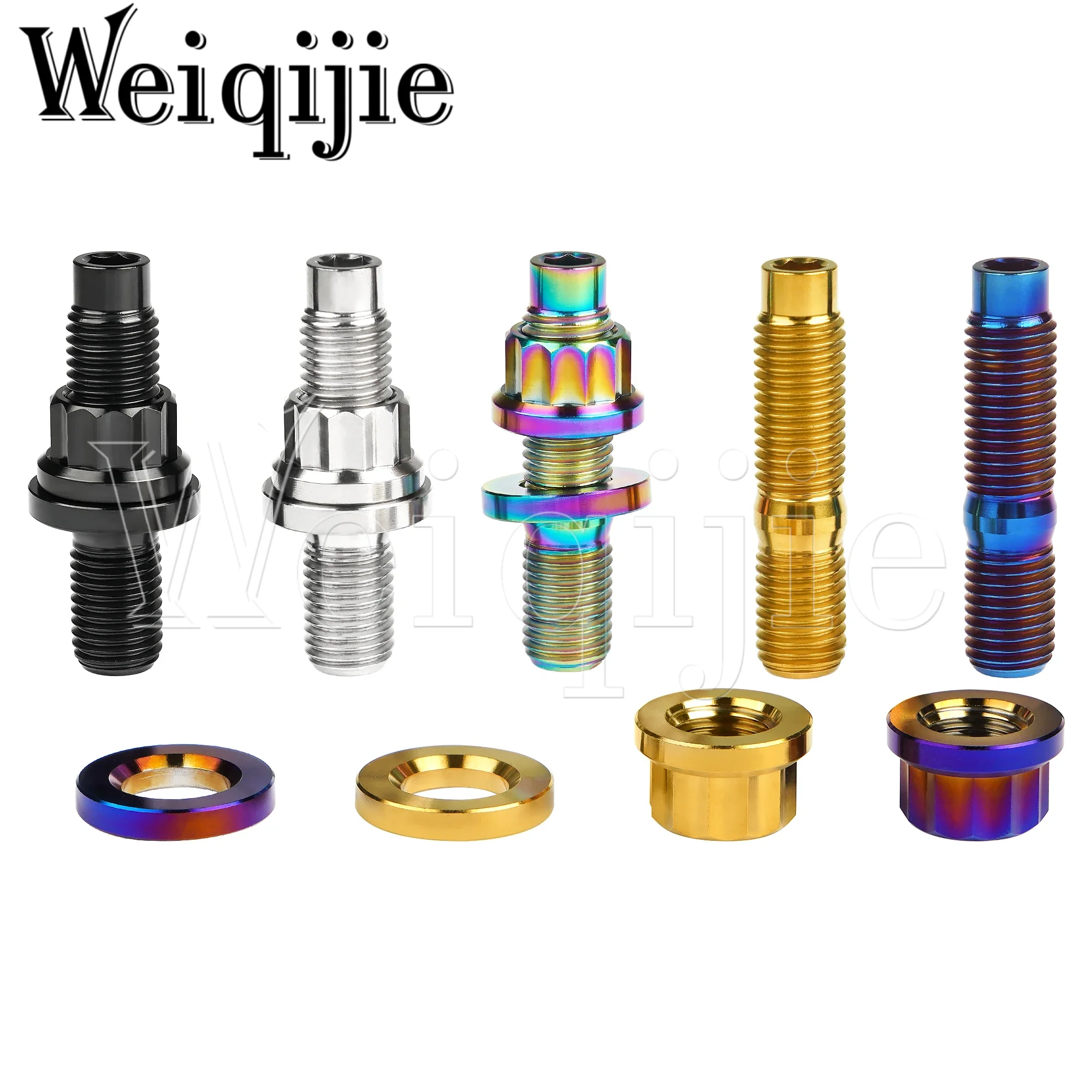 Weiqijie Titanium Bolt Kit Automotive Exhaust Manifold Stud Parafusos Porcas e Arruelas Grupo M8x45 55 65 mm M10x45 54 mm