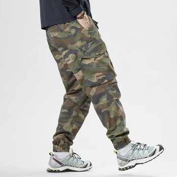Pantaloni Cargo Harem da Uomo Camouflage Vestibilità Larga Jogger Affusolati Multitasche Casual Outdoor in Cotone Vintage Resistenti all'Usura