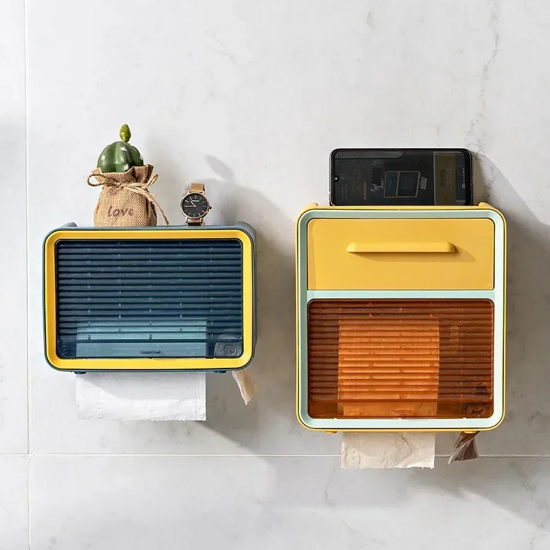 

Коробка для бумажных полотенец, многофункциональная настенная вешалка, без перфорации, водонепроницаемая рулонная бумага, бумажная всасывающая стойка для хранения и хранения