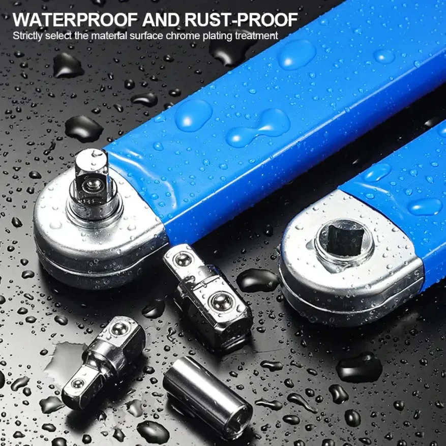 Multifunctional Car Offset Extension Wrench with 4 Adapters Dual-purpose Impact Socket Ratchet Wrench Automotive Hand Spanner