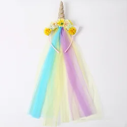 Colorful Children's Unicorn Mesh Headband (Yellow)