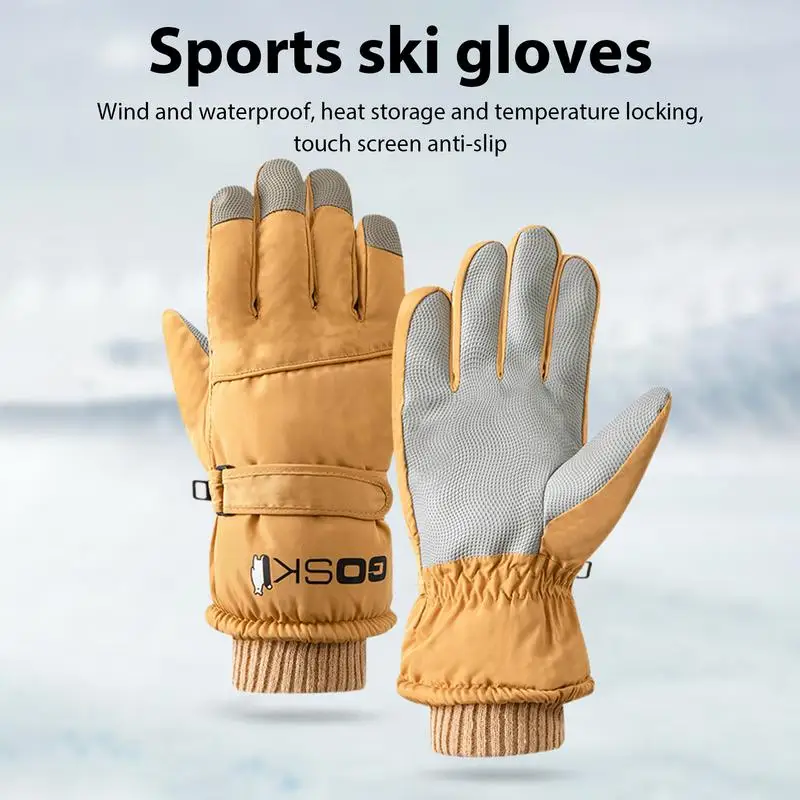 Guantes de esquí de Snowboard de invierno a prueba de viento, guantes de nieve cálidos, guantes de nieve delgados, impermeables, guantes de nieve cálidos para ciclismo de motocicleta