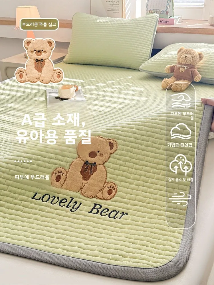 얇은 부드러운 매트리스 패드 미끄럼 방지 침구 대여용 학생 기숙사 싱글 침대 보호 하단층 이불 커버 지지대 세탁 가능