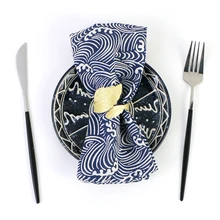 

40x40CM Square Block Print Cloth Napkins Set of 10 Cotton Fabric Material Dinner Dish Wipes Wedding Restaurant Bar Table Mat