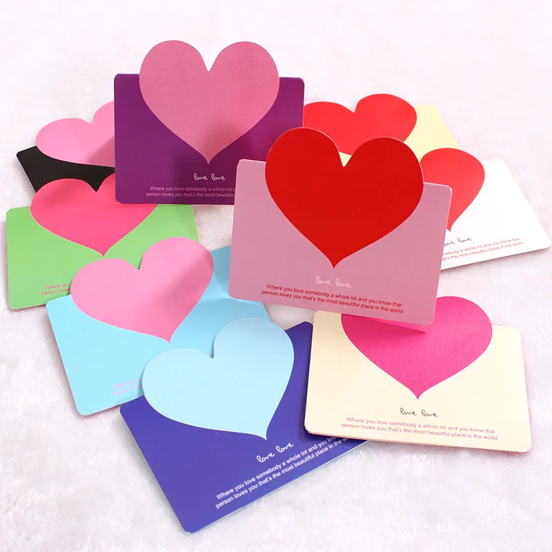 40Pcs Romantic LOVE Heart Postcard Greeting Card Valentine's Day Gift Card Wedding Invitations Thank You Message Cards