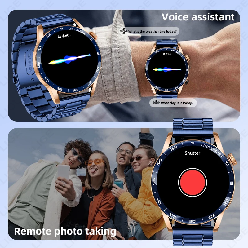 LIGE New Voice Calling Smart Watch 1.38" HD Display IP68 Waterproof Health Fitness Tracking Bluetooth Smartwatch For Men Women