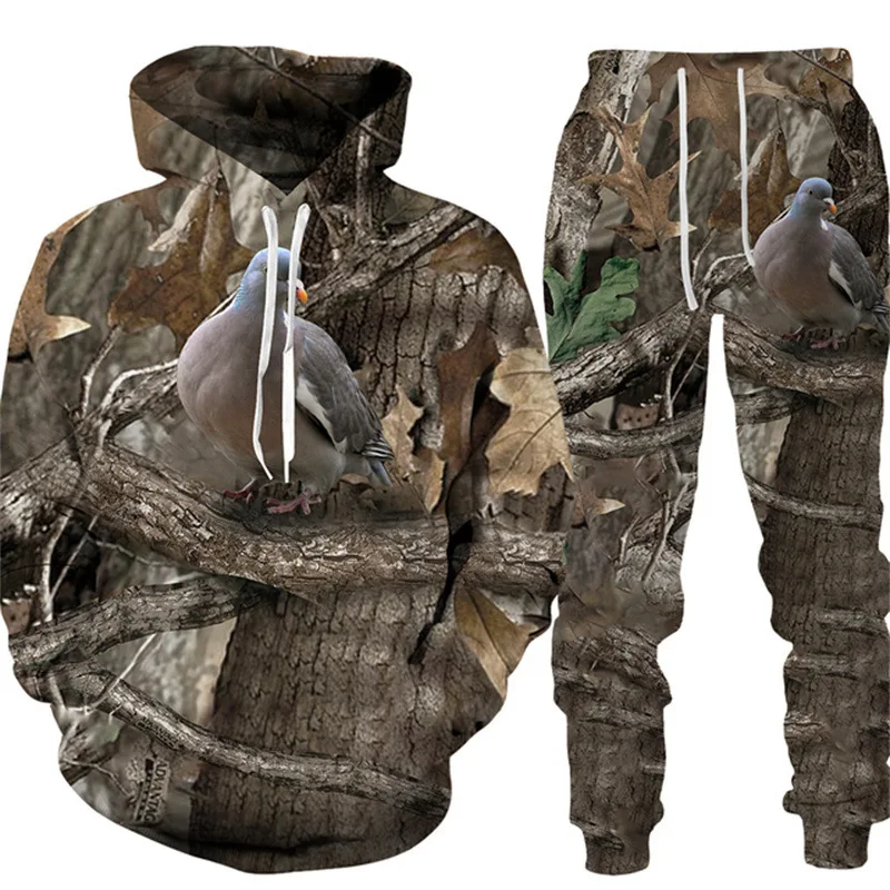 New Camouflage Wild Boar Hunting Men's hoodies Pants Suit 3D Printed Men Women Tracksuit Outfits Casual Men's Clothing 2pcs Sets
