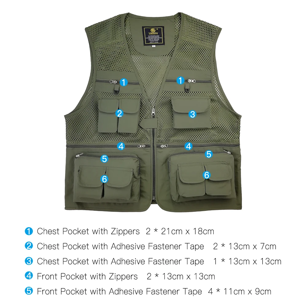 Fishing Vest Breathable Travel Mesh Vest with Zipper Pockets