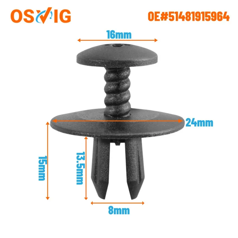 EMagTech 50Pcs Car Bonnet Hood Insulator Rivet Clips Replacement 51481915964 Compatible With Bmw Mini Bonnet Boot Trim Rivet Screw Plastic I.1630429757